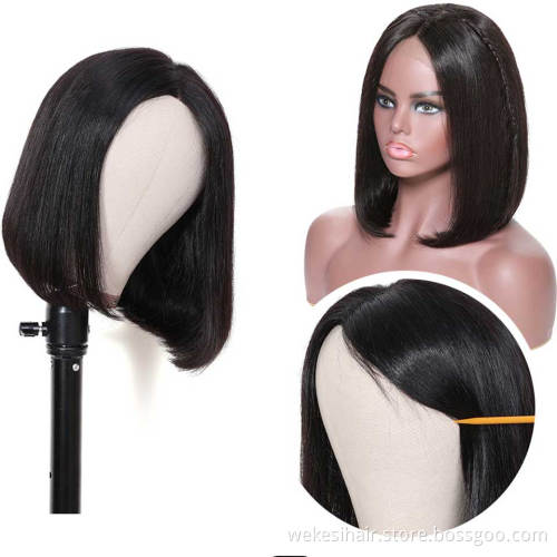 Wholesale Bob Wig Vendors WKSwigs Real Mink Brazilian Human Hair Short Bob 1b/gray Lace Front Ombre Hair Wig for Black Women